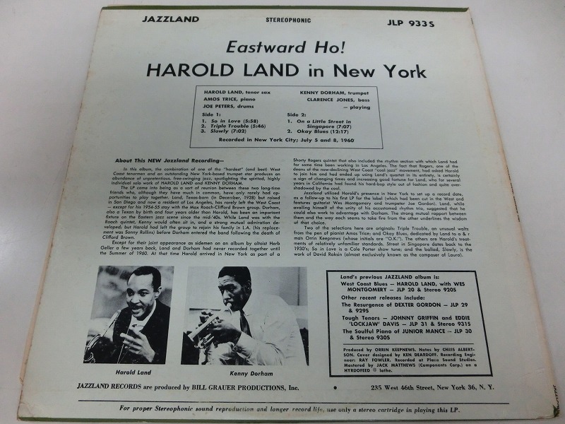 Harold Land With Kenny Dorham/Eastward Ho! Harold Land In New York