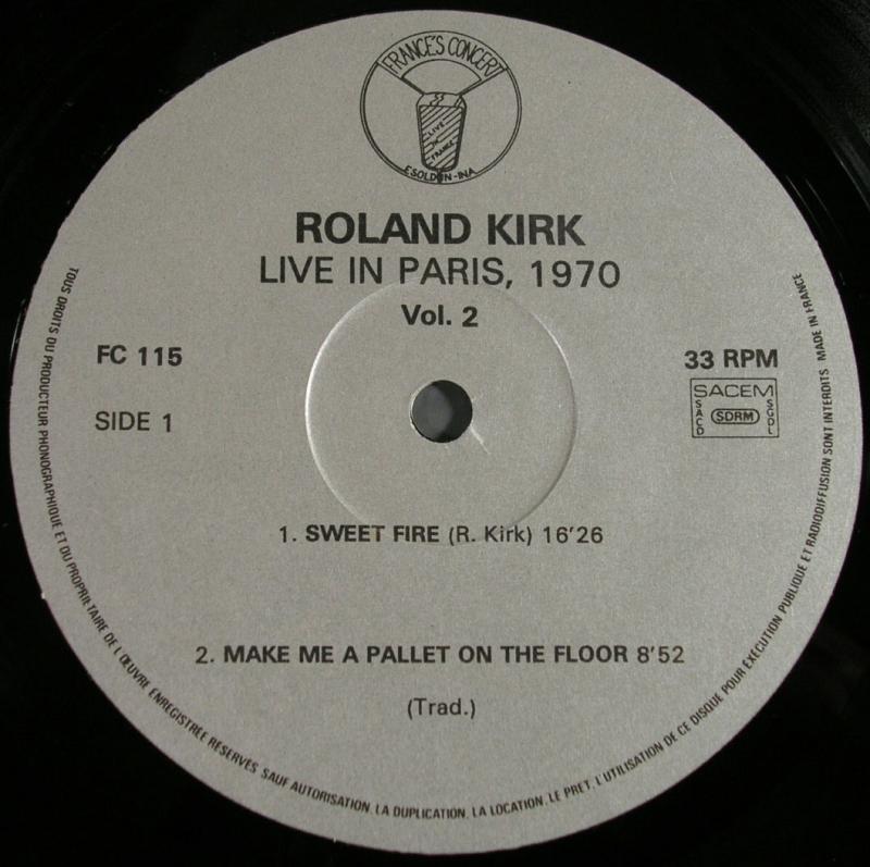 Roland Kirk /Live In Paris, 1970 Vol. 2 レコード通販・買取の