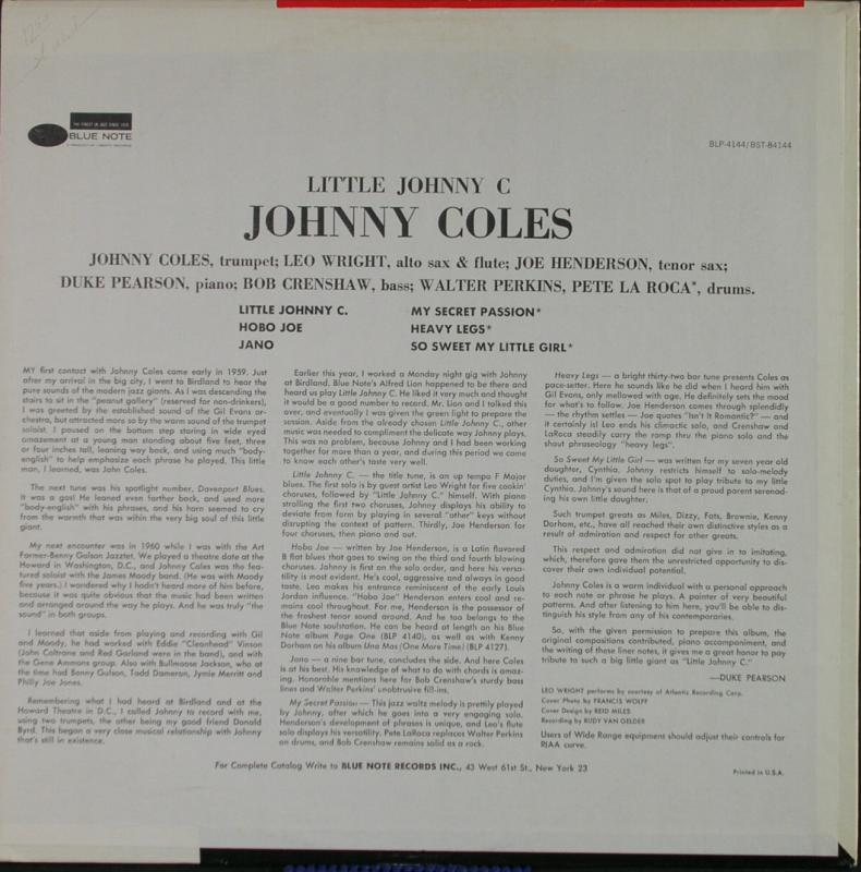 Johnny Coles /Little Johnny C レコード通販・買取のサウンドファインダー