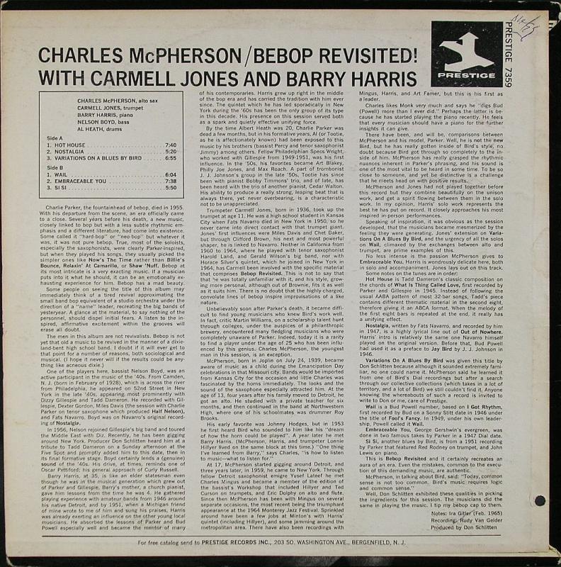 Charles McPherson /Bebop Revisited! レコード通販・買取のサウンド