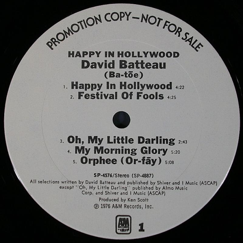 David Batteau /Happy In Hollywood レコード通販・買取の