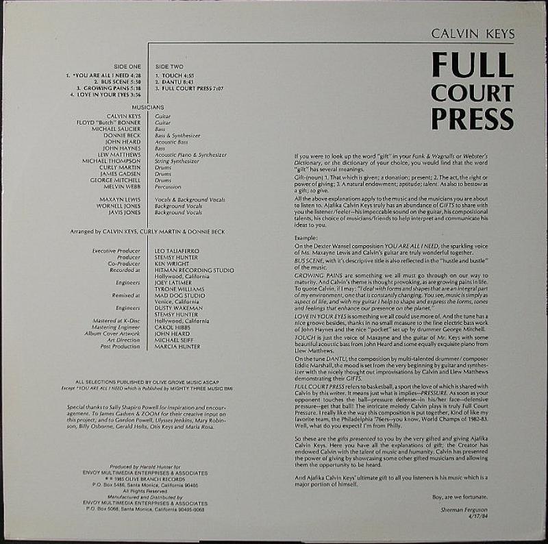 Calvin Keys. Full Court Press. LP - 洋楽