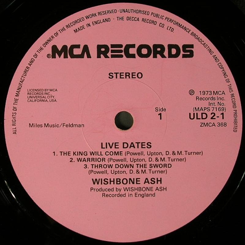 WISHBONE ASH☆Live Dates UK Pink MCA オリジナ - 洋楽