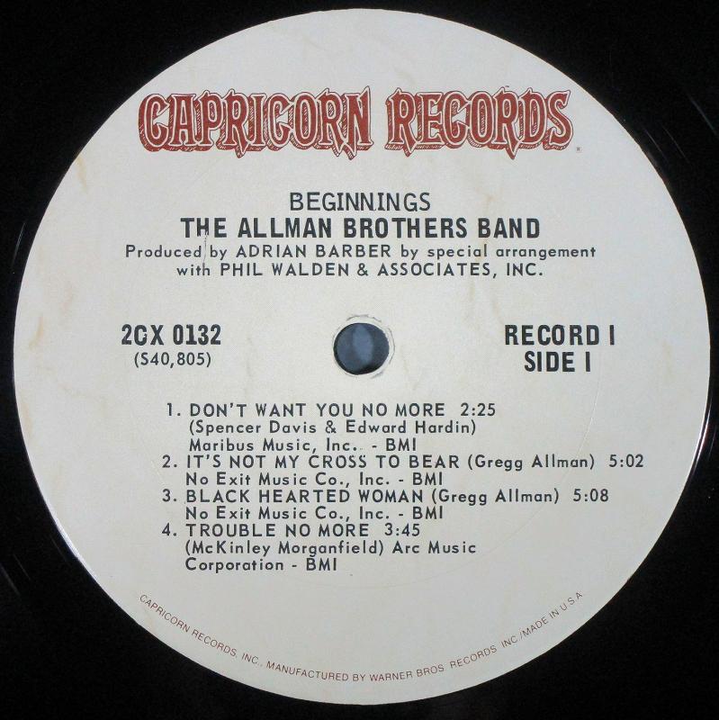 Allman Brothers Band/Beginnings レコード通販・買取のサウンドファインダー