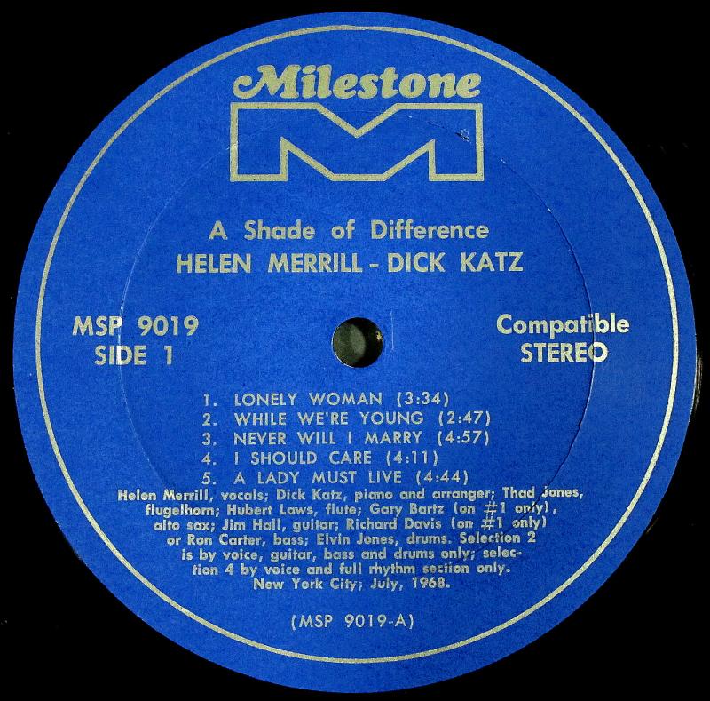 Helen Merrill - Dick Katz/A Shade Of Difference レコード通販・買取