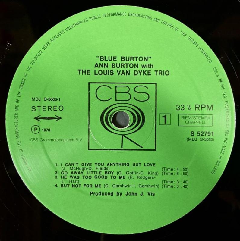 Ann Burton With The Louis Van Dyke Trio/Blue Burton レコード通販